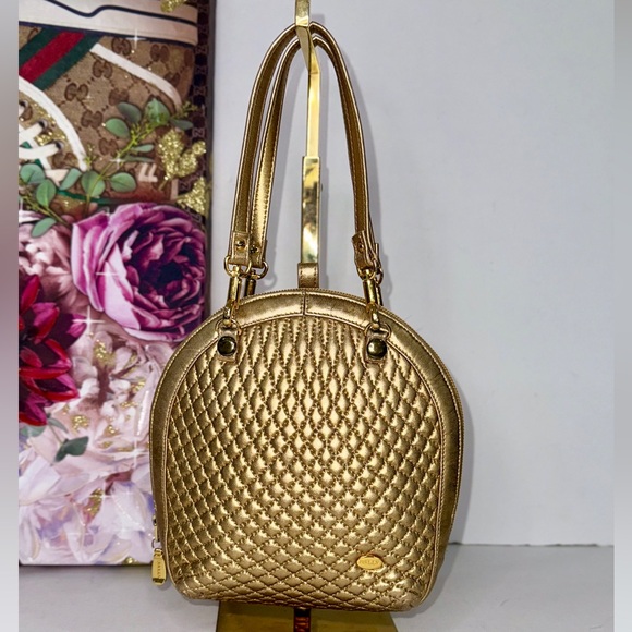BALLY Quilted Gold Mini Handbag - Picture 3 of 14